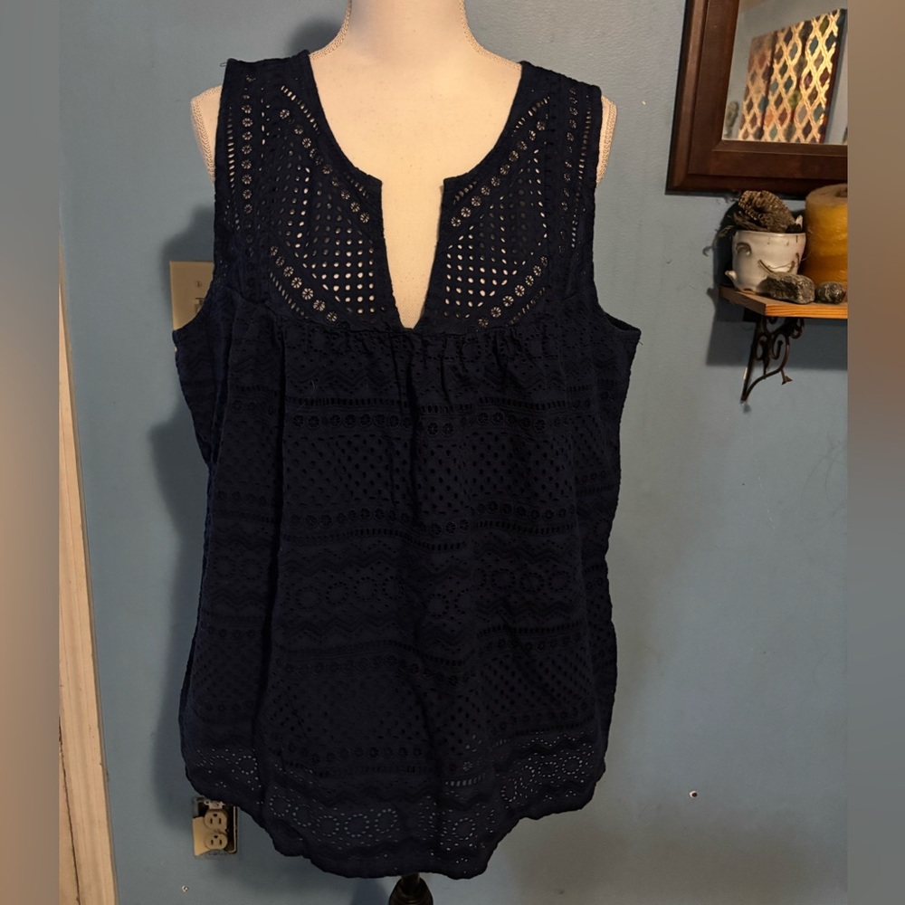 St. John’s Bay, Plus Sized, Eyelet, Sleeveless Blouse